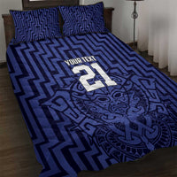 Custom Basketball New Zealand Quilt Bed Set Blue Maori Ta Moko Indigenous LT9 Blue - Polynesian Pride