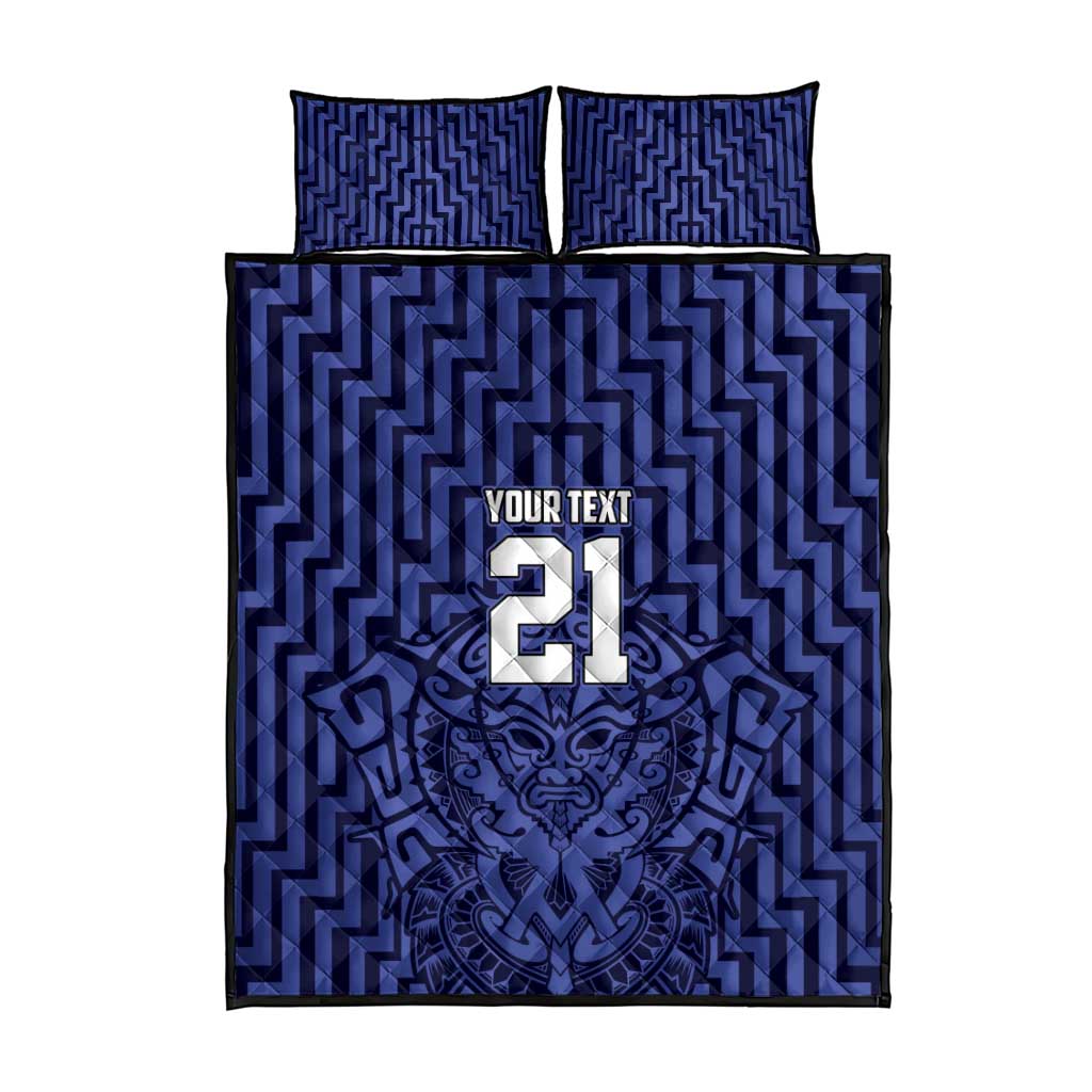 Custom Basketball New Zealand Quilt Bed Set Blue Maori Ta Moko Indigenous LT9 - Polynesian Pride