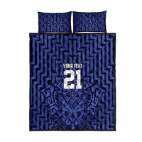 Custom Basketball New Zealand Quilt Bed Set Blue Maori Ta Moko Indigenous LT9 - Polynesian Pride