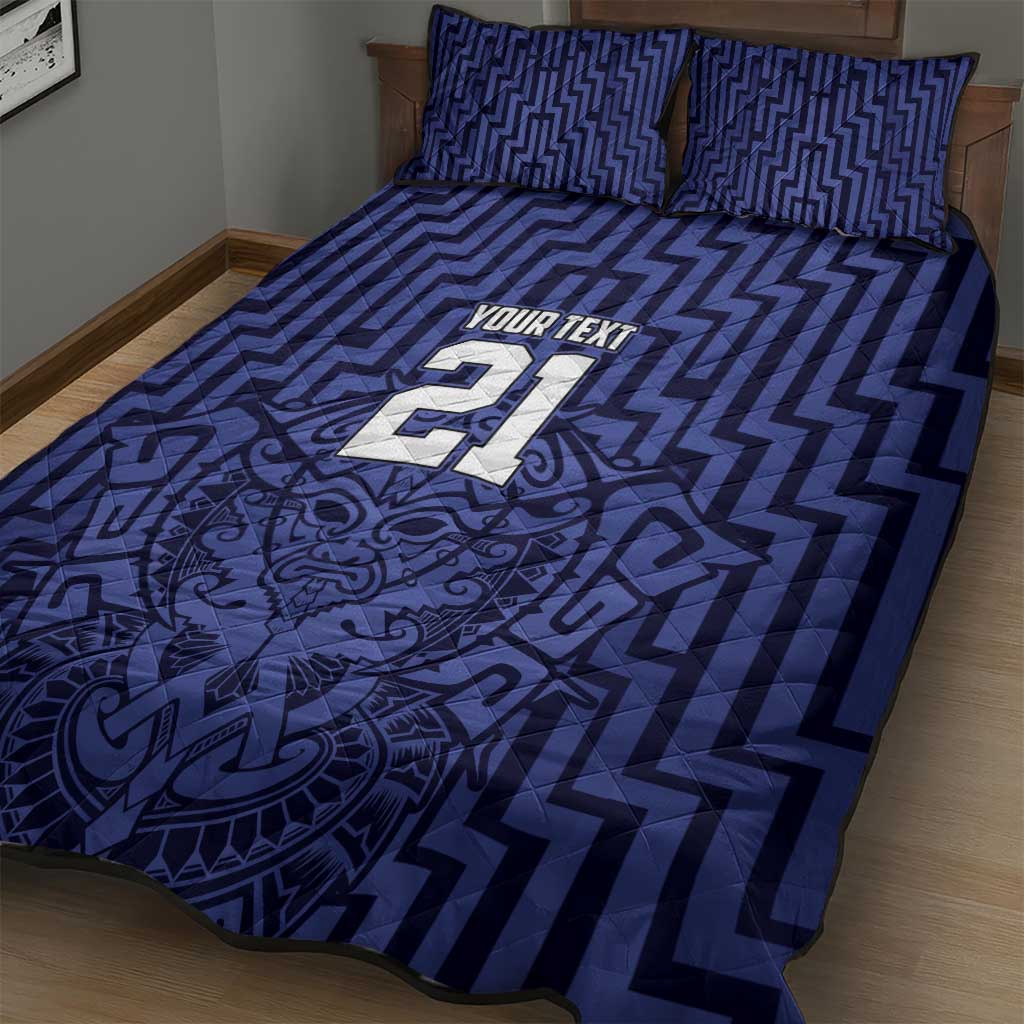 Custom Basketball New Zealand Quilt Bed Set Blue Maori Ta Moko Indigenous LT9 - Polynesian Pride