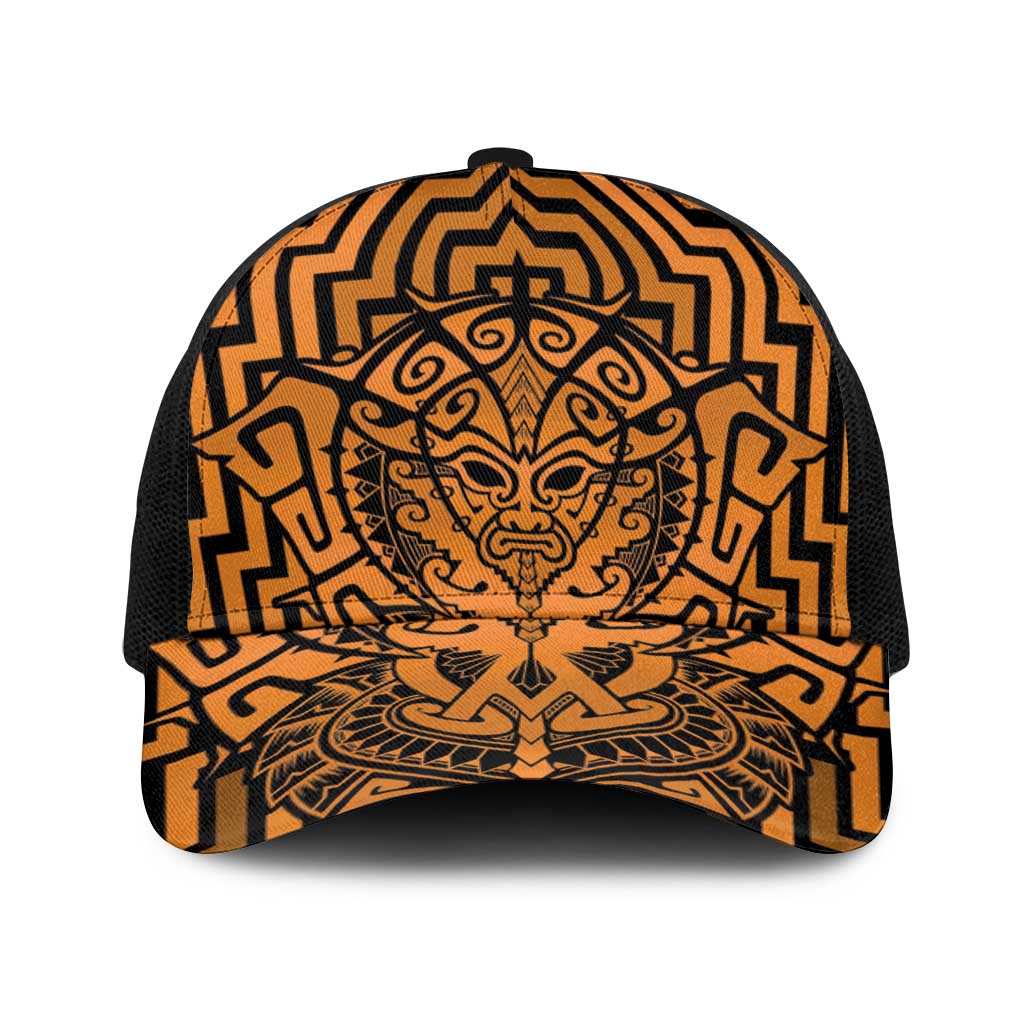 Basketball New Zealand Baseball Net Cap Gold Maori Ta Moko Indigenous LT9 One Size Black Gold - Polynesian Pride