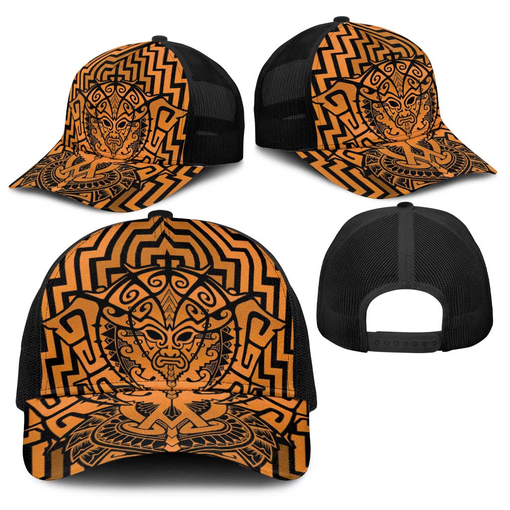 Basketball New Zealand Baseball Net Cap Gold Maori Ta Moko Indigenous LT9 - Polynesian Pride