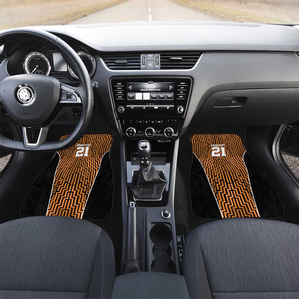 Custom Basketball New Zealand Car Mats Gold Maori Ta Moko Indigenous LT9 Set 2pcs - Front Gold - Polynesian Pride