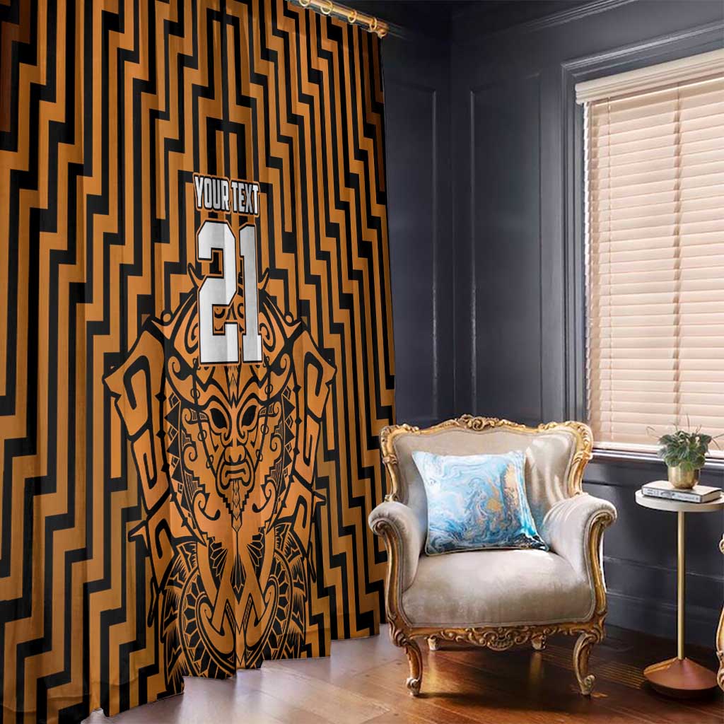 Custom Basketball New Zealand Window Curtain Gold Maori Ta Moko Indigenous LT9 - Polynesian Pride