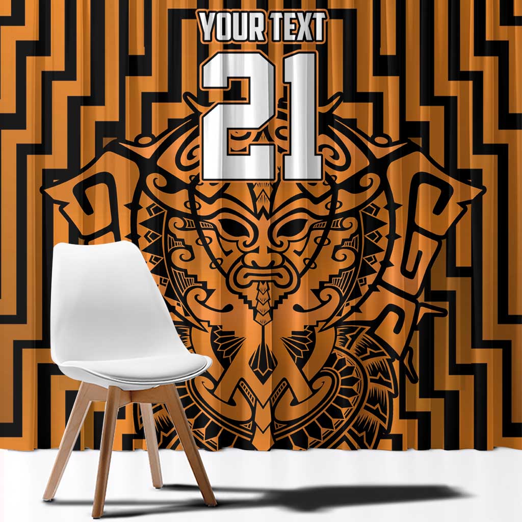 Custom Basketball New Zealand Window Curtain Gold Maori Ta Moko Indigenous LT9 - Polynesian Pride