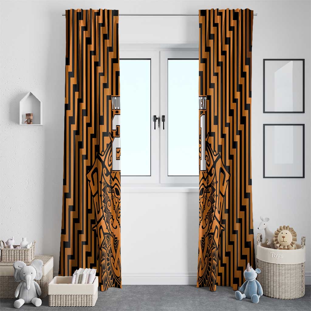 Custom Basketball New Zealand Window Curtain Gold Maori Ta Moko Indigenous LT9 - Polynesian Pride