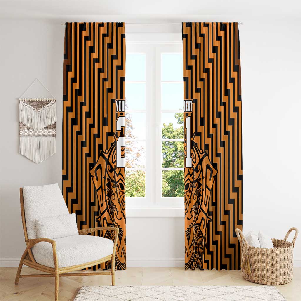 Custom Basketball New Zealand Window Curtain Gold Maori Ta Moko Indigenous LT9 - Polynesian Pride
