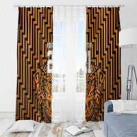 Custom Basketball New Zealand Window Curtain Gold Maori Ta Moko Indigenous LT9 - Polynesian Pride