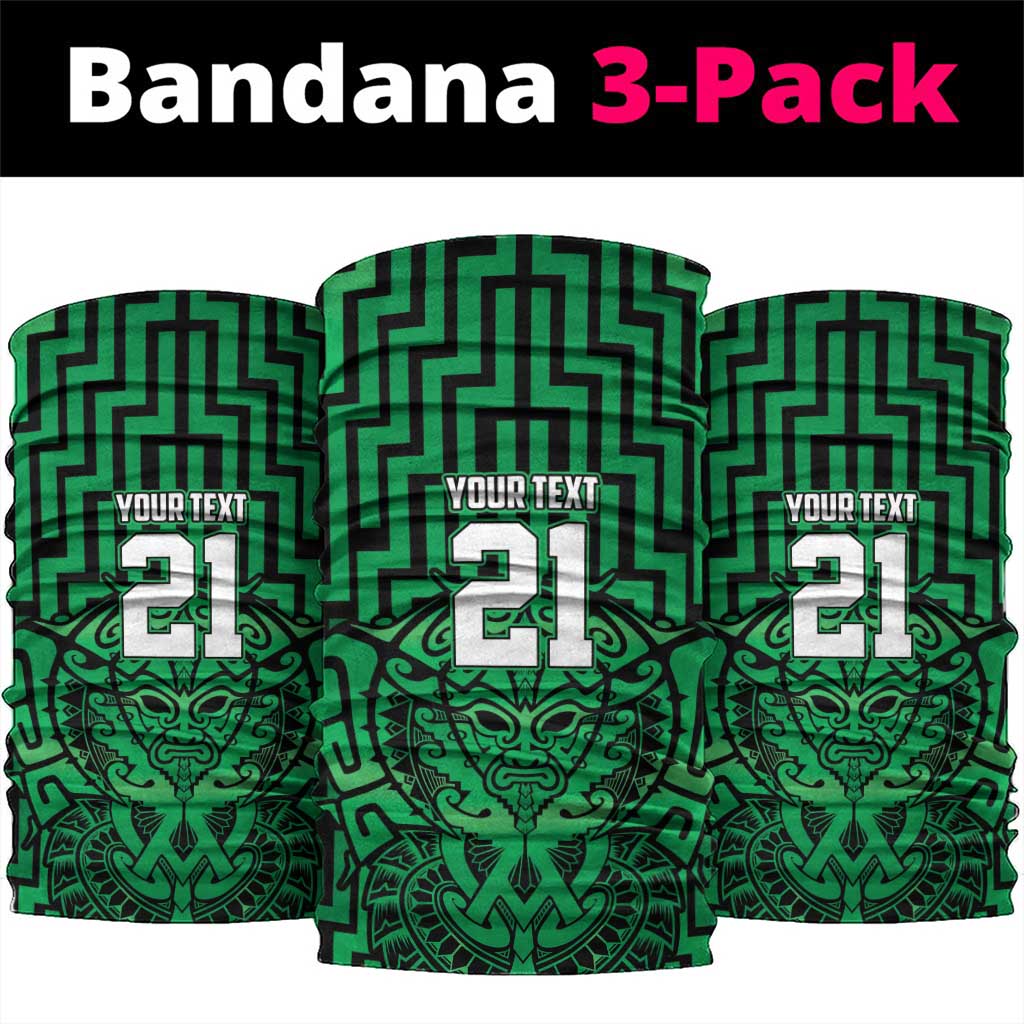 Custom Basketball New Zealand Neck Gaiter Green Maori Ta Moko Indigenous LT9 package One Size: 25*50cm Green - Polynesian Pride