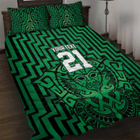 Custom Basketball New Zealand Quilt Bed Set Green Maori Ta Moko Indigenous LT9 Green - Polynesian Pride