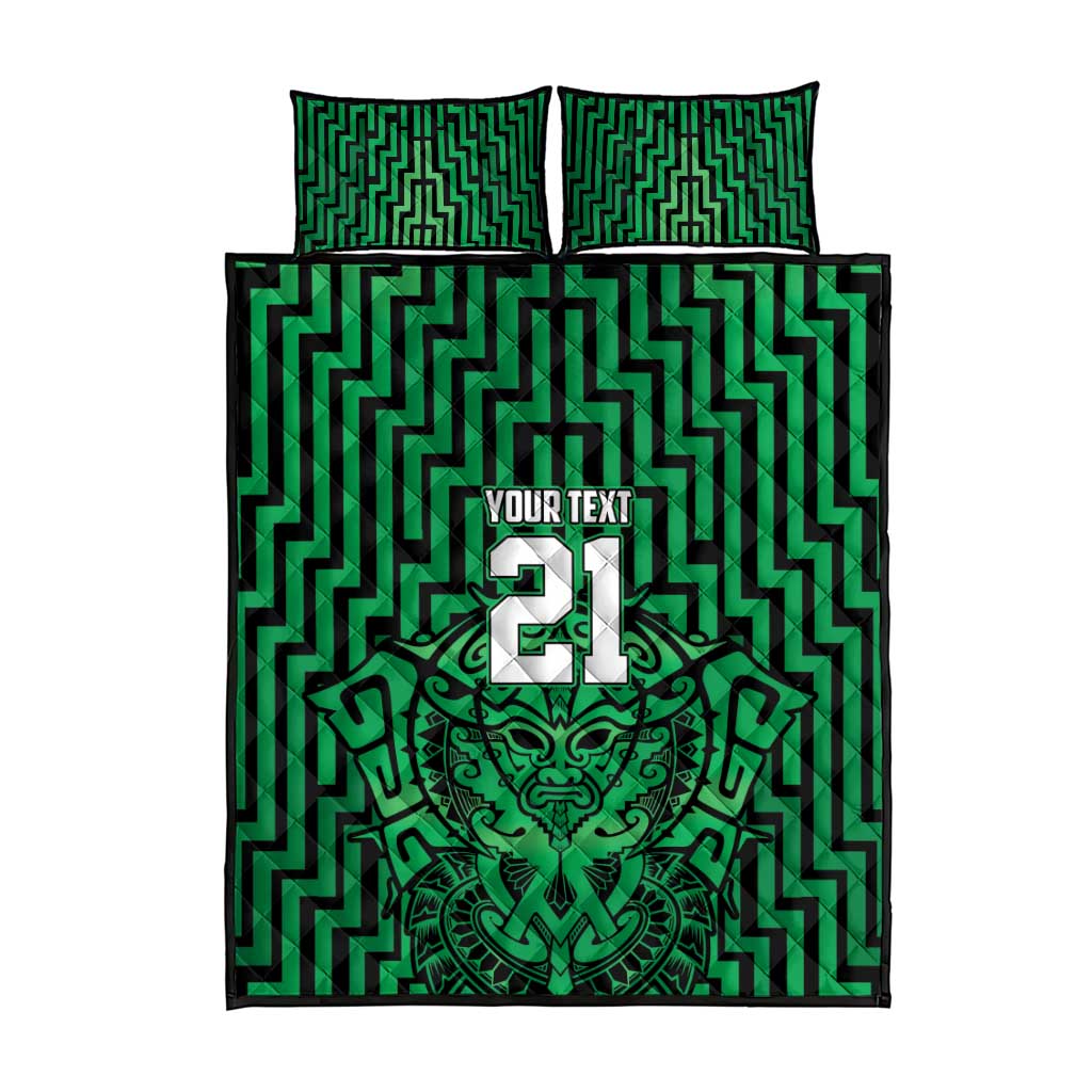 Custom Basketball New Zealand Quilt Bed Set Green Maori Ta Moko Indigenous LT9 - Polynesian Pride