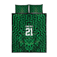Custom Basketball New Zealand Quilt Bed Set Green Maori Ta Moko Indigenous LT9 - Polynesian Pride