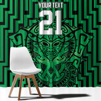 Custom Basketball New Zealand Window Curtain Green Maori Ta Moko Indigenous LT9 - Polynesian Pride