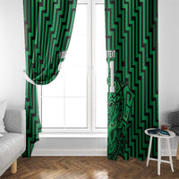 Custom Basketball New Zealand Window Curtain Green Maori Ta Moko Indigenous LT9 - Polynesian Pride