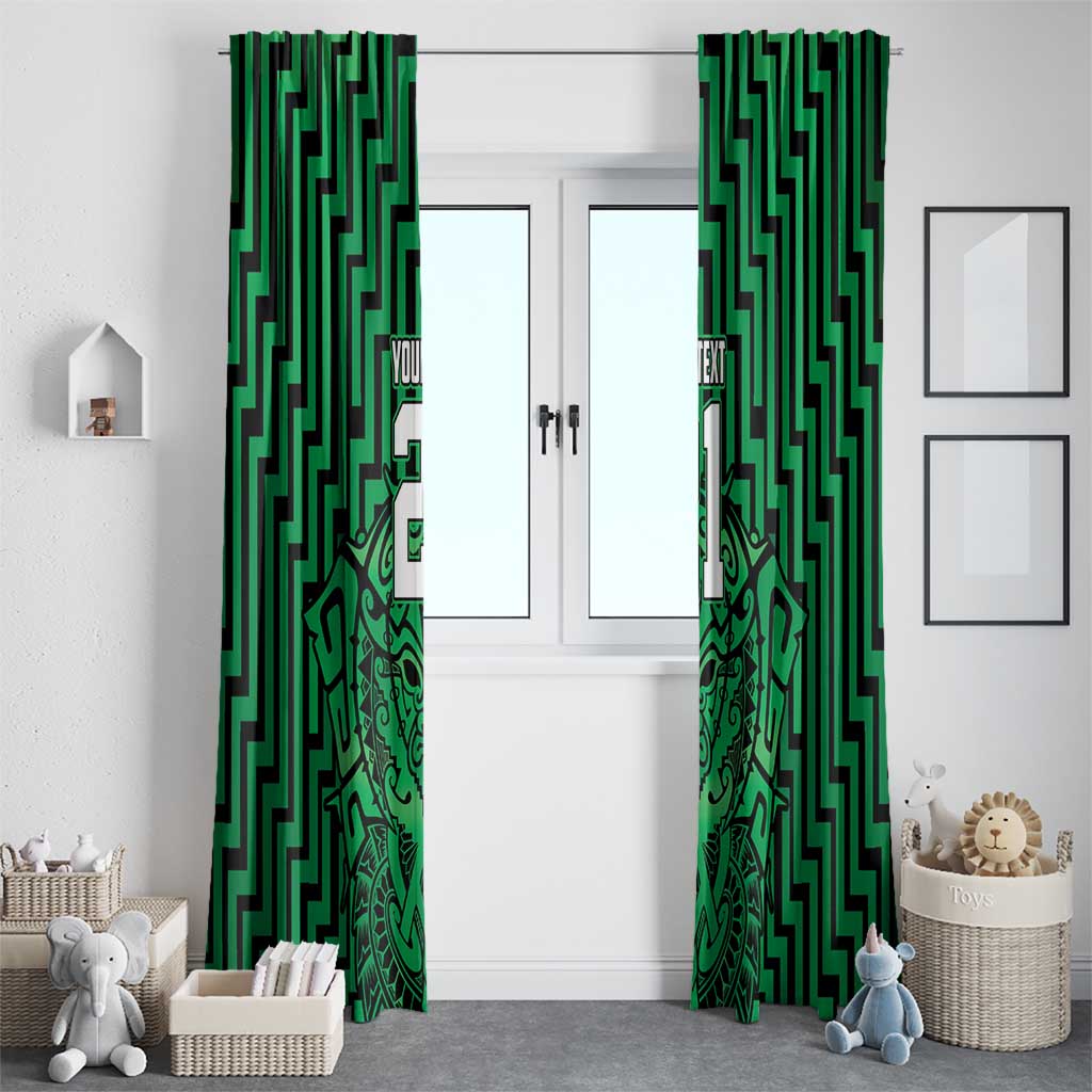 Custom Basketball New Zealand Window Curtain Green Maori Ta Moko Indigenous LT9 - Polynesian Pride
