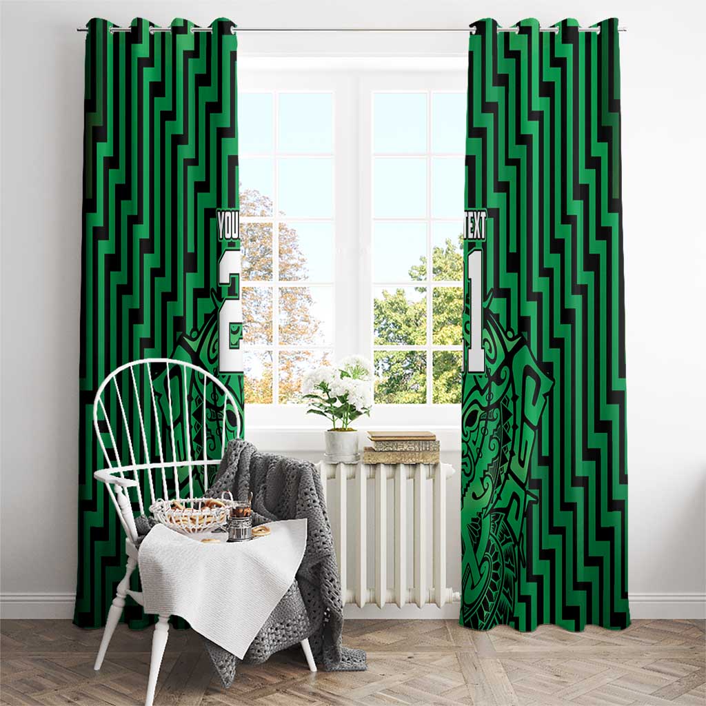 Custom Basketball New Zealand Window Curtain Green Maori Ta Moko Indigenous LT9 - Polynesian Pride