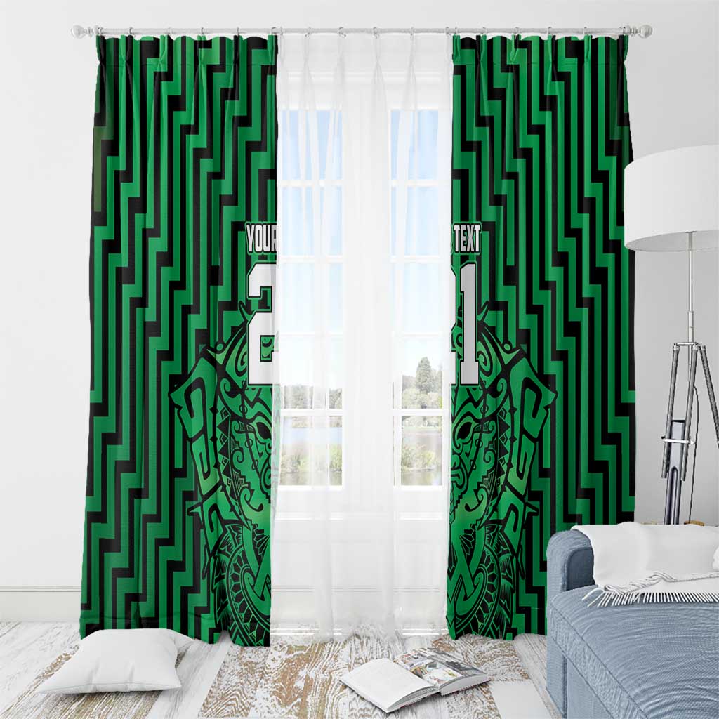 Custom Basketball New Zealand Window Curtain Green Maori Ta Moko Indigenous LT9 - Polynesian Pride