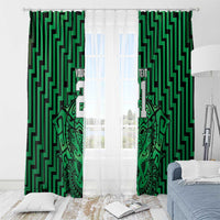 Custom Basketball New Zealand Window Curtain Green Maori Ta Moko Indigenous LT9 - Polynesian Pride