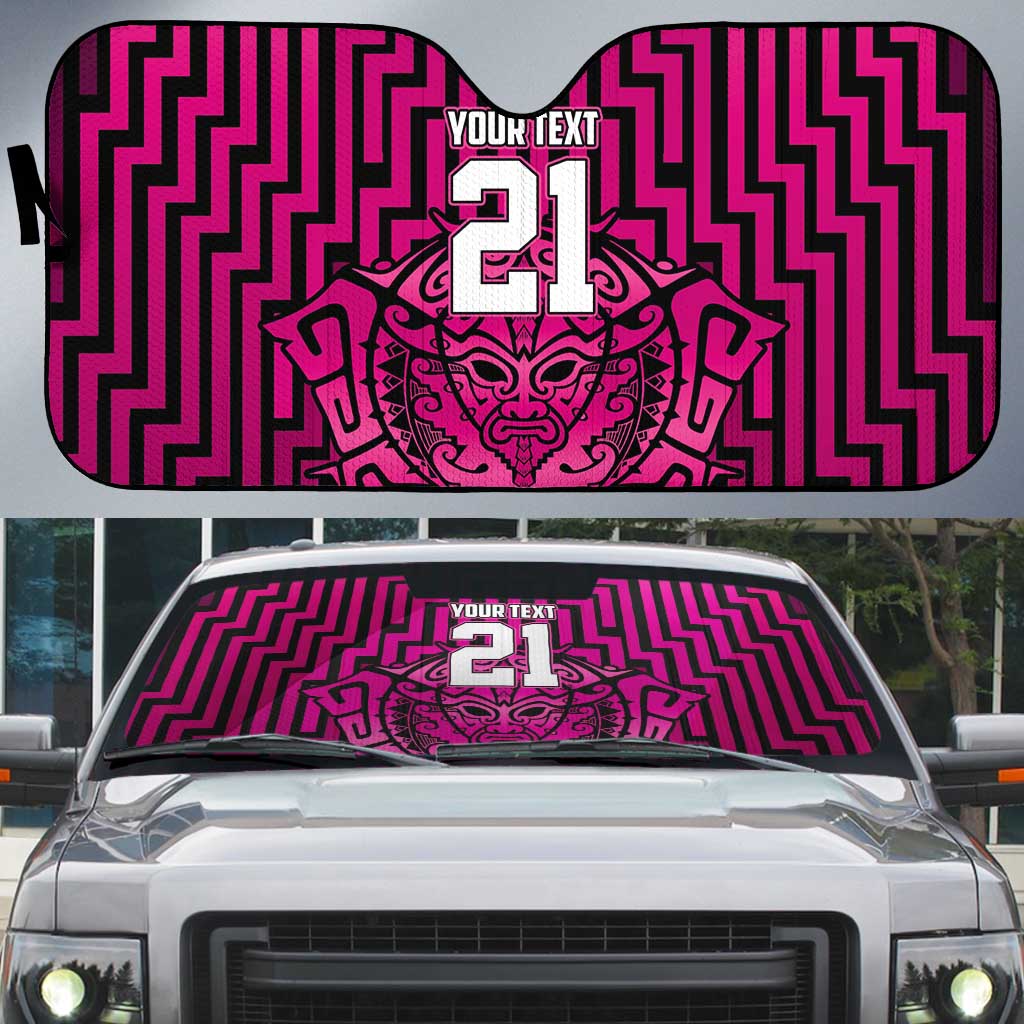 Custom Basketball New Zealand Auto Sun Shade Pink Maori Ta Moko Indigenous LT9 Pink - Polynesian Pride