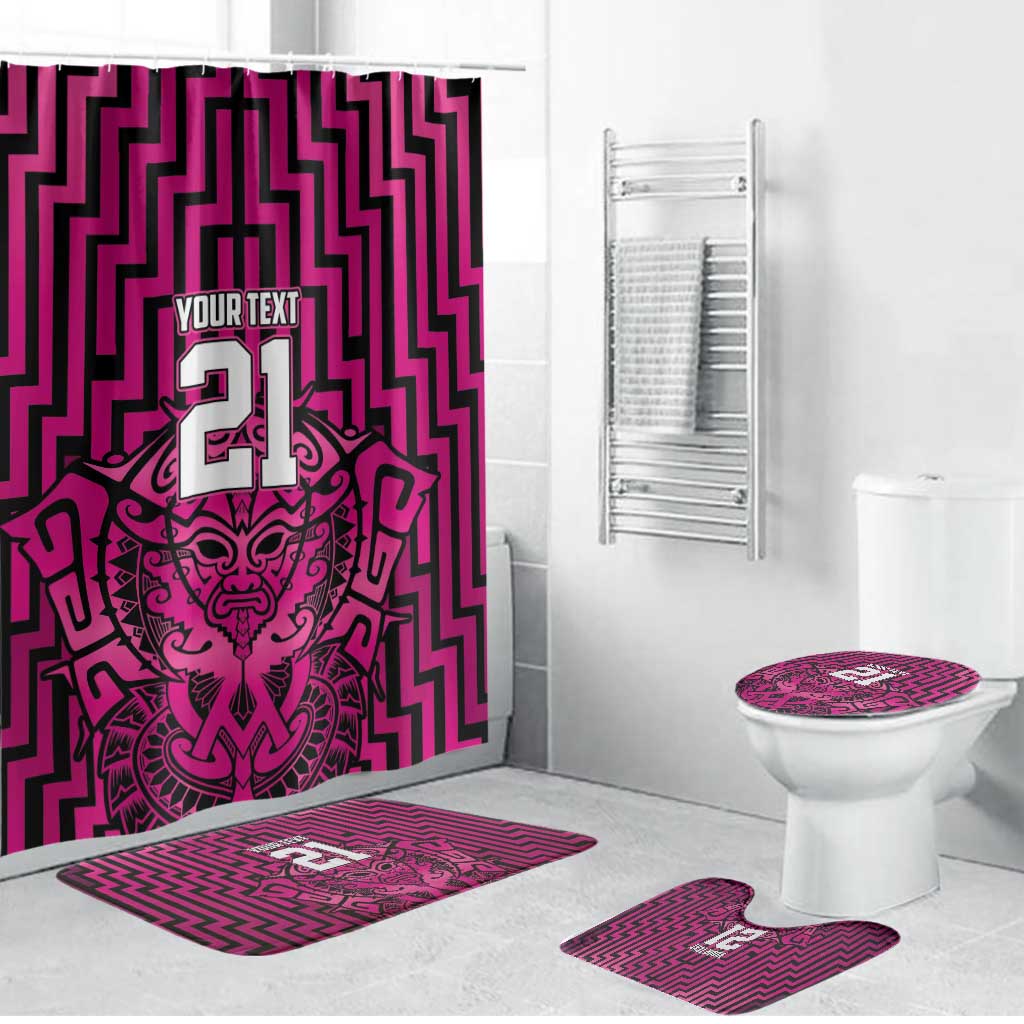 Custom Basketball New Zealand Bathroom Set Pink Maori Ta Moko Indigenous LT9 Bathroom Set (4 pcs) Pink - Polynesian Pride