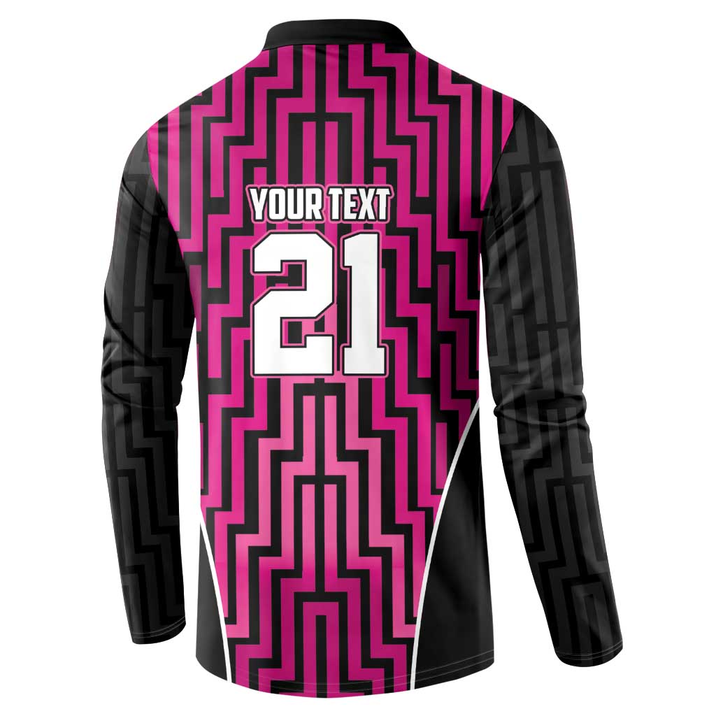 Custom Basketball New Zealand Button Sweatshirt Pink Maori Ta Moko Indigenous LT9 - Polynesian Pride