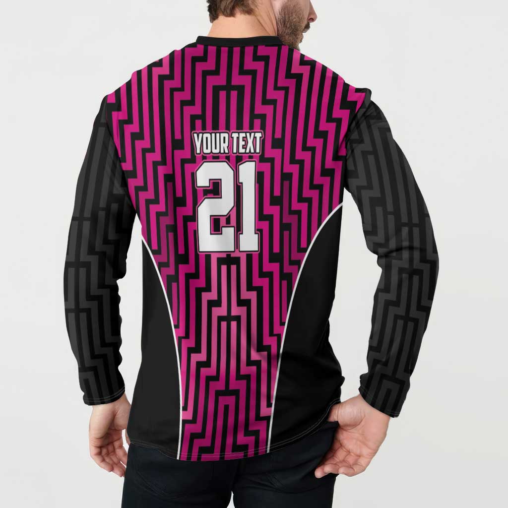 Custom Basketball New Zealand Button Sweatshirt Pink Maori Ta Moko Indigenous LT9 - Polynesian Pride