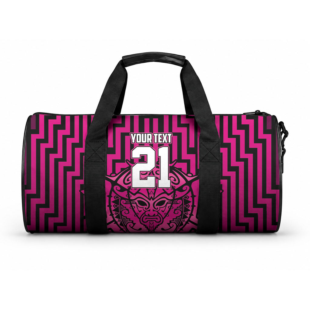 Custom Basketball New Zealand Duffle Bag Pink Maori Ta Moko Indigenous LT9 One size Pink - Polynesian Pride