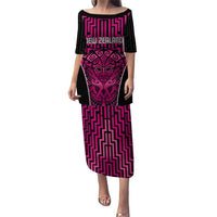 Custom Basketball New Zealand Puletasi Pink Maori Ta Moko Indigenous LT9 Long Dress Pink - Polynesian Pride