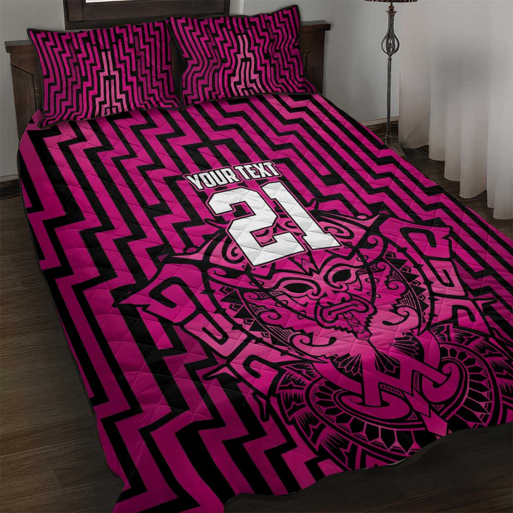 Custom Basketball New Zealand Quilt Bed Set Pink Maori Ta Moko Indigenous LT9 Pink - Polynesian Pride