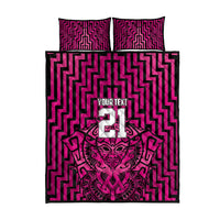 Custom Basketball New Zealand Quilt Bed Set Pink Maori Ta Moko Indigenous LT9 - Polynesian Pride