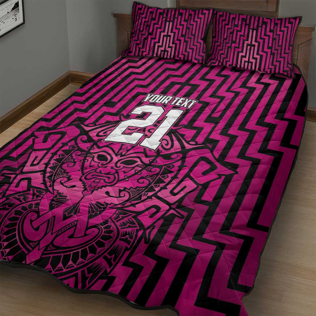 Custom Basketball New Zealand Quilt Bed Set Pink Maori Ta Moko Indigenous LT9 - Polynesian Pride