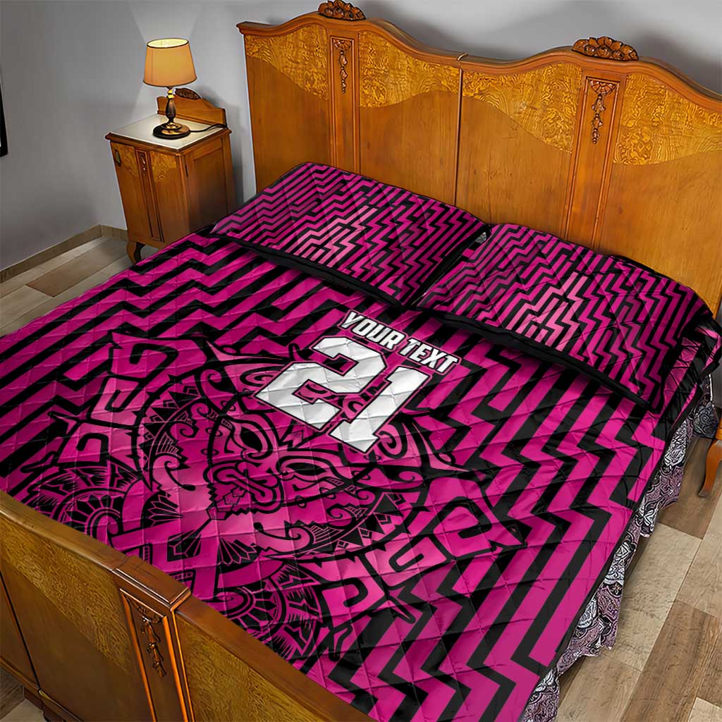 Custom Basketball New Zealand Quilt Bed Set Pink Maori Ta Moko Indigenous LT9 - Polynesian Pride