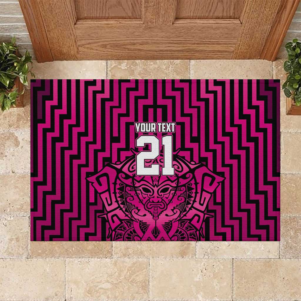 Custom Basketball New Zealand Rubber Doormat Pink Maori Ta Moko Indigenous LT9 Pink - Polynesian Pride