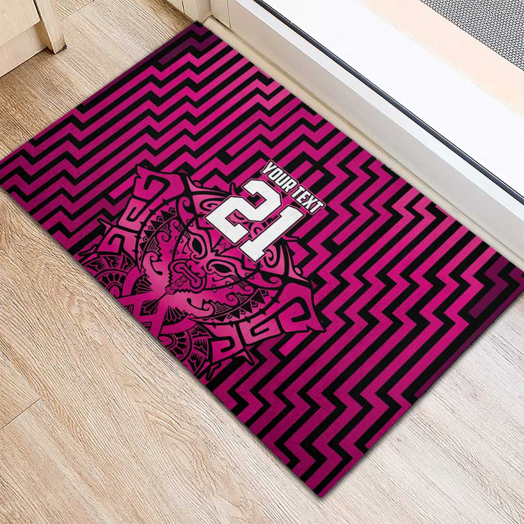 Custom Basketball New Zealand Rubber Doormat Pink Maori Ta Moko Indigenous LT9 - Polynesian Pride