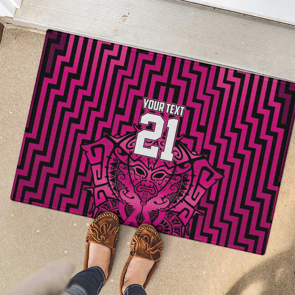 Custom Basketball New Zealand Rubber Doormat Pink Maori Ta Moko Indigenous LT9 - Polynesian Pride