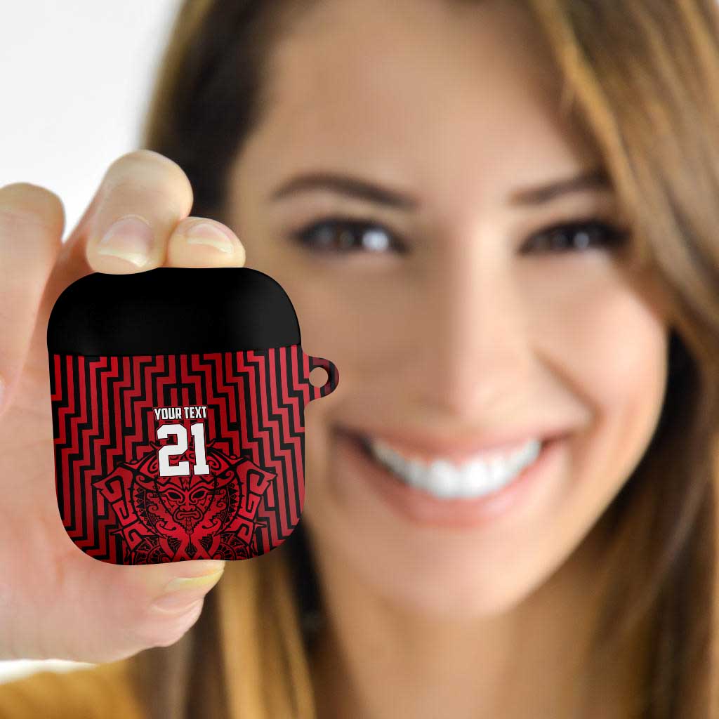 Custom Basketball New Zealand AirPods Case Red Maori Ta Moko Indigenous LT9 Red - Polynesian Pride