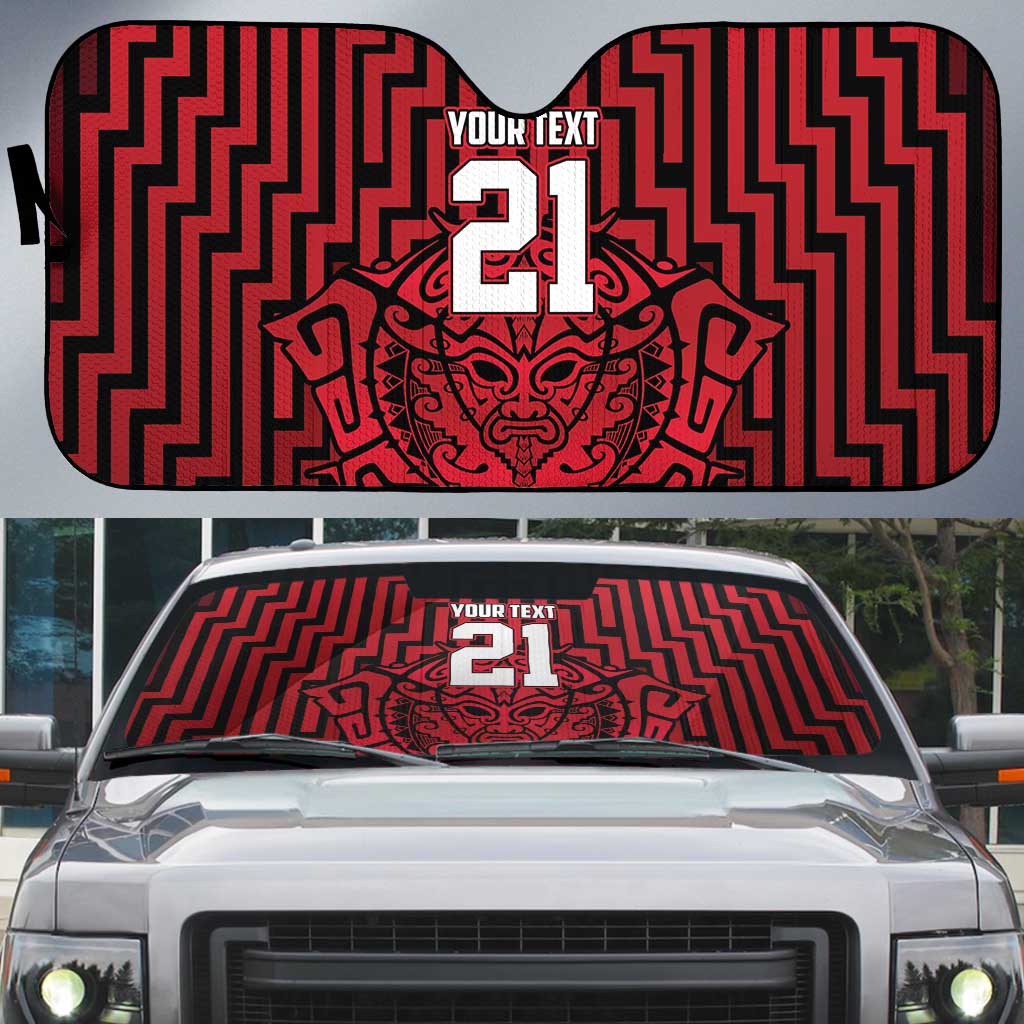 Custom Basketball New Zealand Auto Sun Shade Red Maori Ta Moko Indigenous LT9 Red - Polynesian Pride