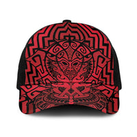 Basketball New Zealand Baseball Net Cap Red Maori Ta Moko Indigenous LT9 One Size Black Red - Polynesian Pride