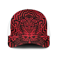 Basketball New Zealand Baseball Net Cap Red Maori Ta Moko Indigenous LT9 One Size White Red - Polynesian Pride