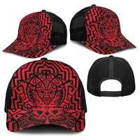 Basketball New Zealand Baseball Net Cap Red Maori Ta Moko Indigenous LT9 - Polynesian Pride