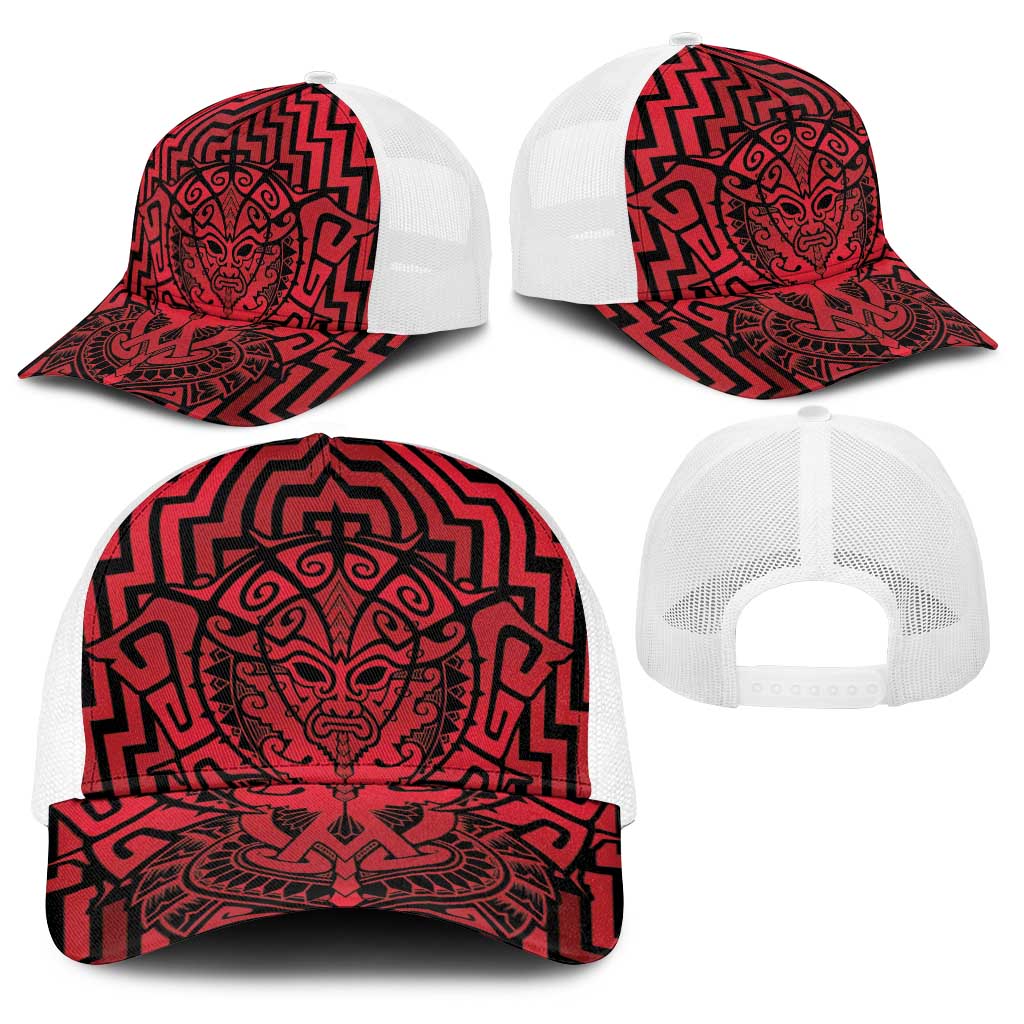 Basketball New Zealand Baseball Net Cap Red Maori Ta Moko Indigenous LT9 - Polynesian Pride