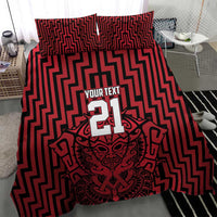 Custom Basketball New Zealand Bedding Set Red Maori Ta Moko Indigenous LT9 - Polynesian Pride