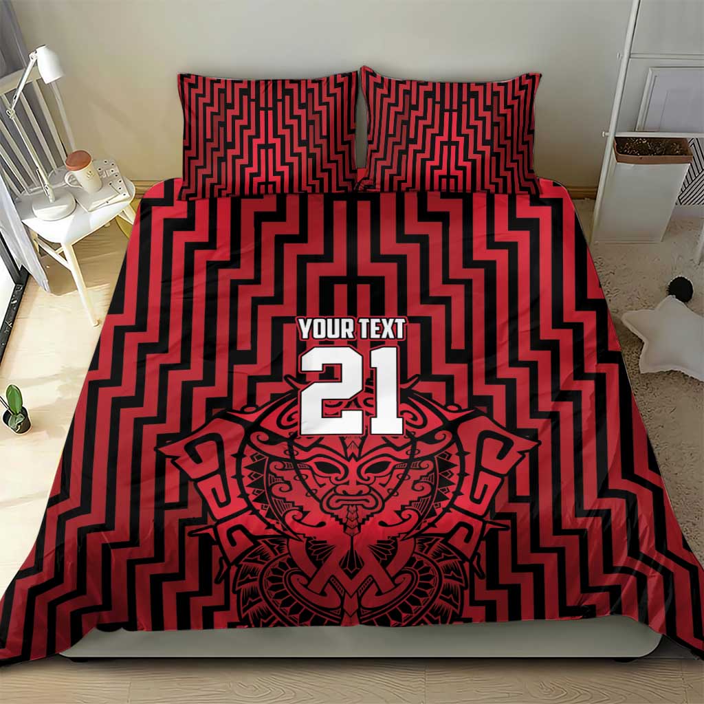 Custom Basketball New Zealand Bedding Set Red Maori Ta Moko Indigenous LT9 - Polynesian Pride