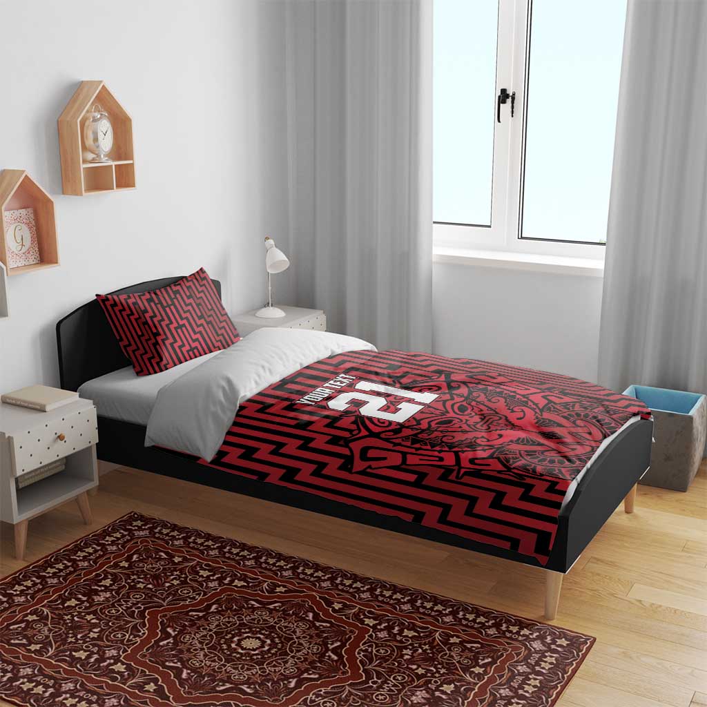 Custom Basketball New Zealand Bedding Set Red Maori Ta Moko Indigenous LT9 - Polynesian Pride