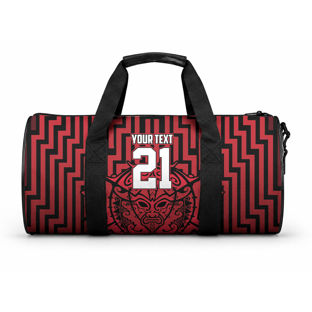 Custom Basketball New Zealand Duffle Bag Red Maori Ta Moko Indigenous LT9 One size Red - Polynesian Pride
