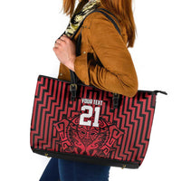 Custom Basketball New Zealand Leather Tote Bag Red Maori Ta Moko Indigenous LT9 Red - Polynesian Pride