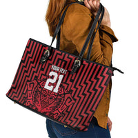 Custom Basketball New Zealand Leather Tote Bag Red Maori Ta Moko Indigenous LT9 - Polynesian Pride