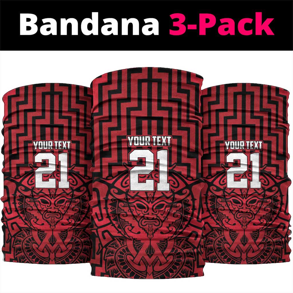 Custom Basketball New Zealand Neck Gaiter Red Maori Ta Moko Indigenous LT9 package One Size: 25*50cm Red - Polynesian Pride