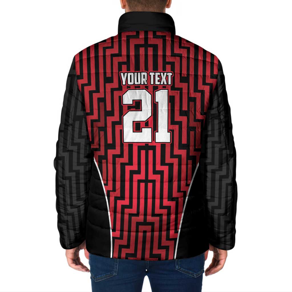 Custom Basketball New Zealand Padded Jacket Red Maori Ta Moko Indigenous LT9 - Polynesian Pride