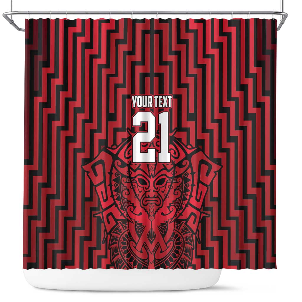 Custom Basketball New Zealand Shower Curtain Red Maori Ta Moko Indigenous LT9 Red - Polynesian Pride